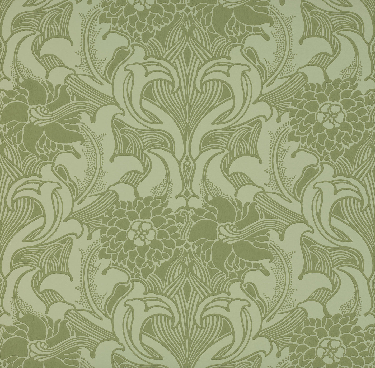Dahlia Scroll - Pea Green